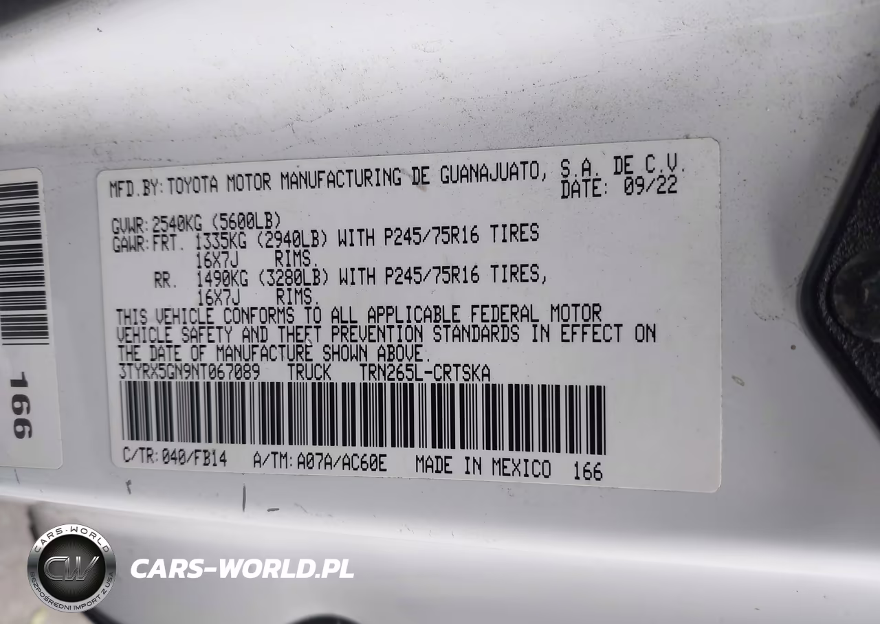 2022 Toyota Tacoma Sr VIN:3TYRX5GN9NT067089 - 9