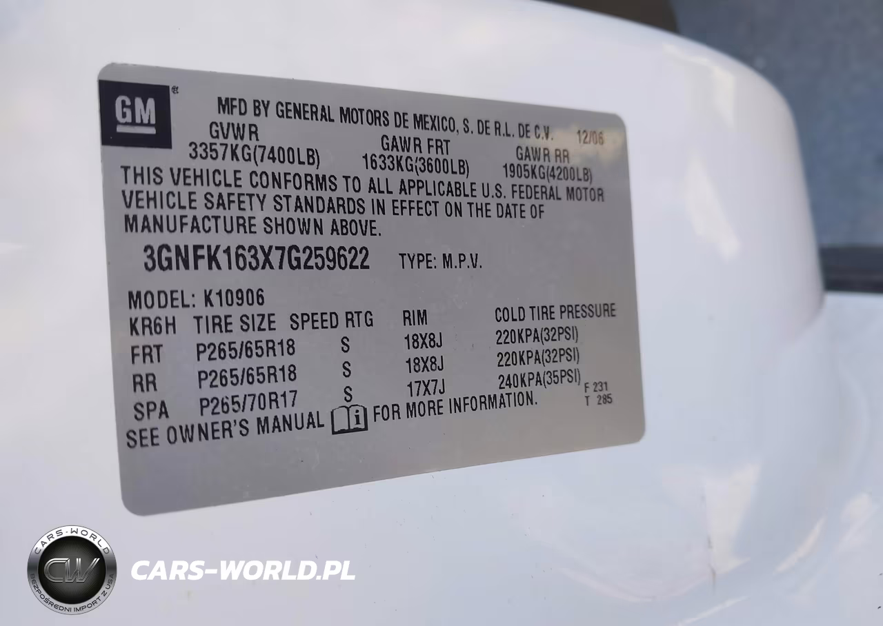 2007 Chevrolet Suburban Lt VIN:3GNFK163X7G259622 - 9