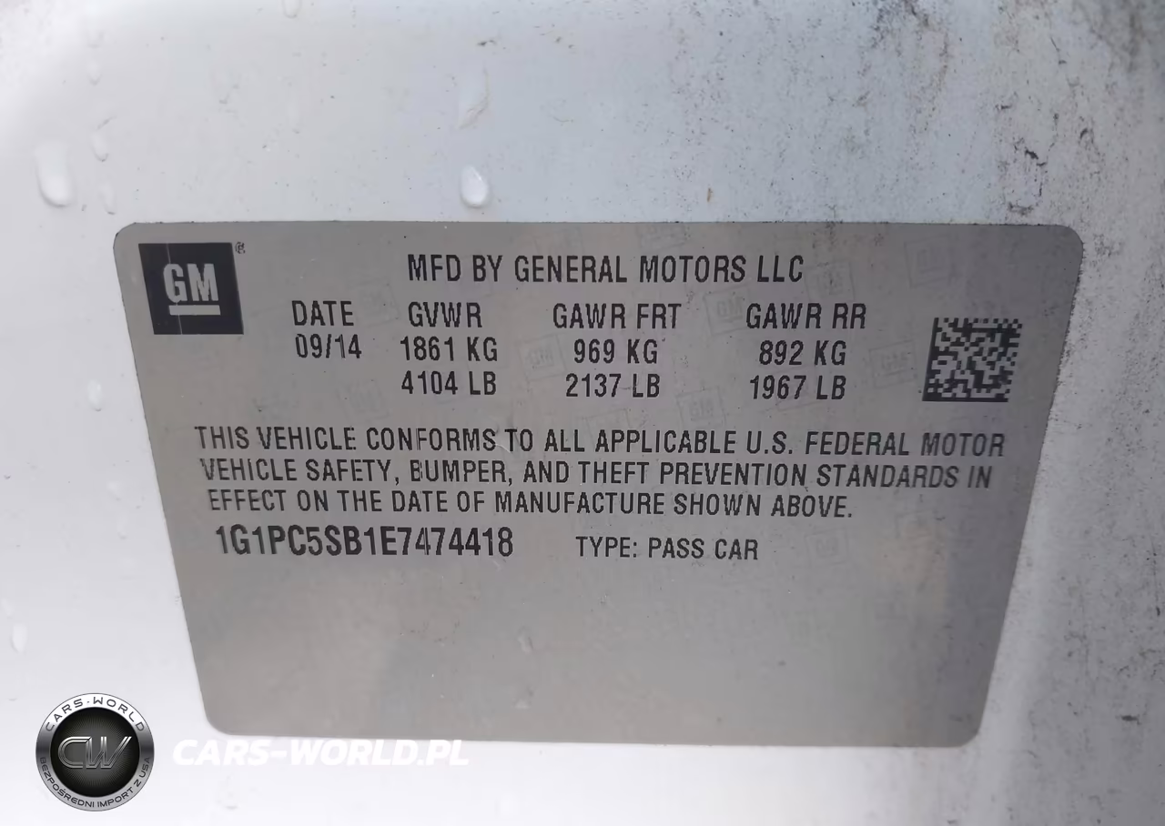 2014 Chevrolet Cruze 1Lt Auto VIN:1G1PC5SB1E7474418 - 9