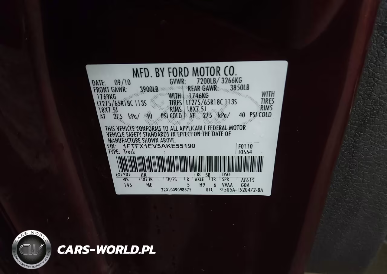 2010 Ford F-150 Fx4-Lariat-Xl-Xlt VIN:1FTFX1EV5AKE55190 - 9