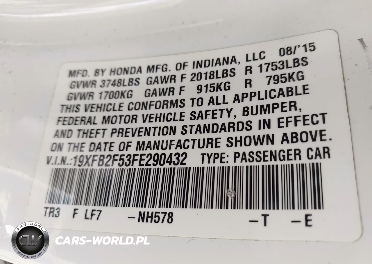 2015 Honda Civic Lx VIN:19XFB2F53FE290432 - 9