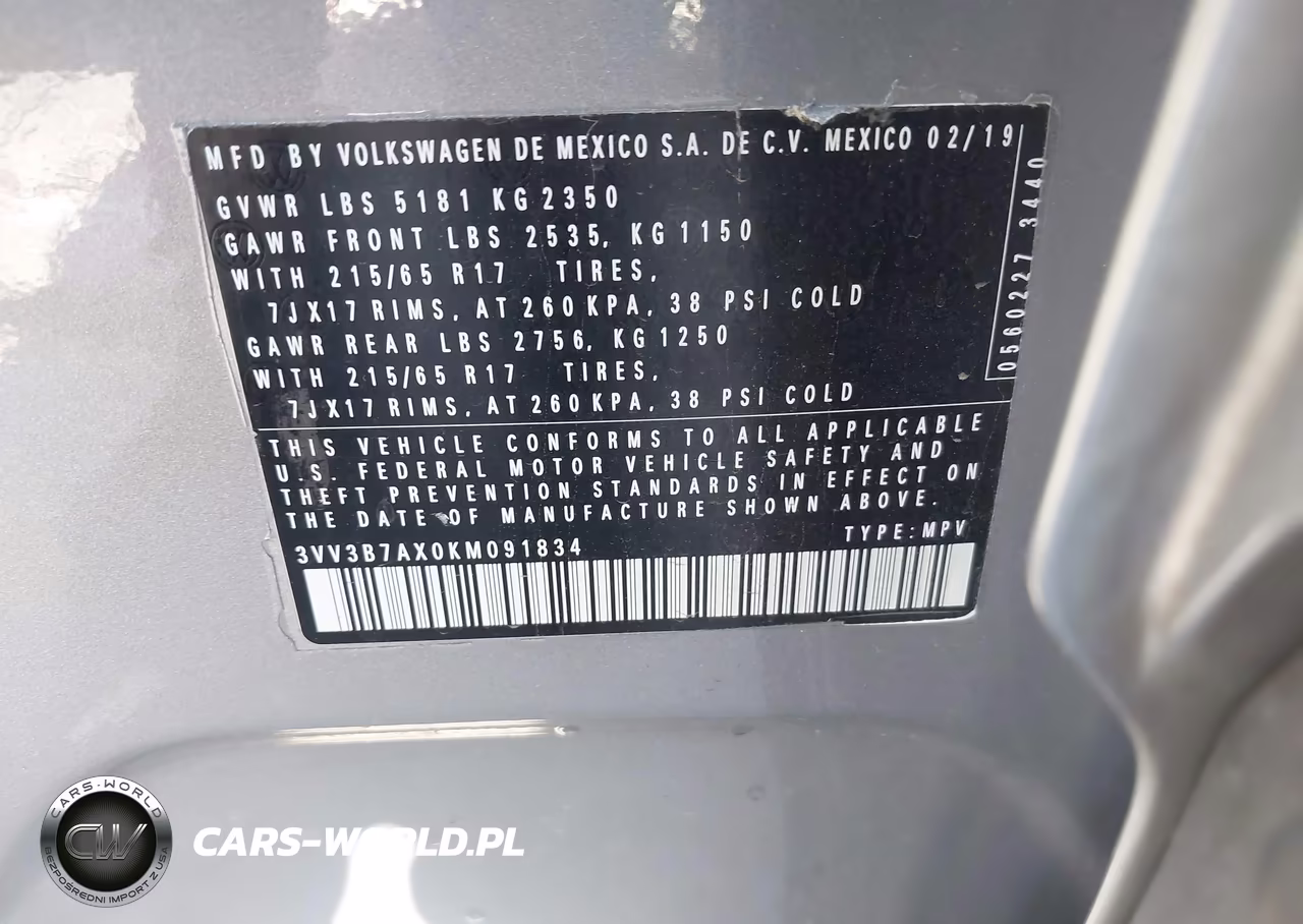 2019 Volkswagen Tiguan 2.0T Se-2.0T Sel-2.0T Sel R-Line-2.0T Sel R-Line Black VIN:3VV3B7AX0KM091834 - 9