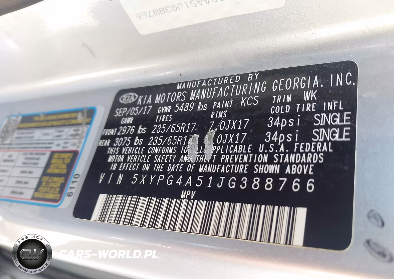 2018 Kia Sorento 3.3L Lx VIN:5XYPG4A51JG388766 - 9