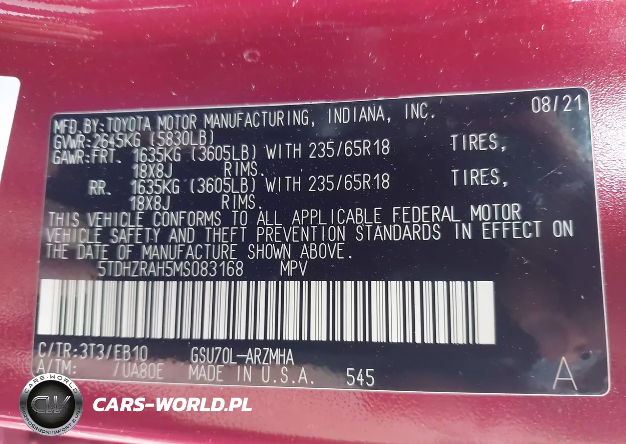 2021 Toyota Highlander Xle VIN:5TDHZRAH5MS083168 - 9
