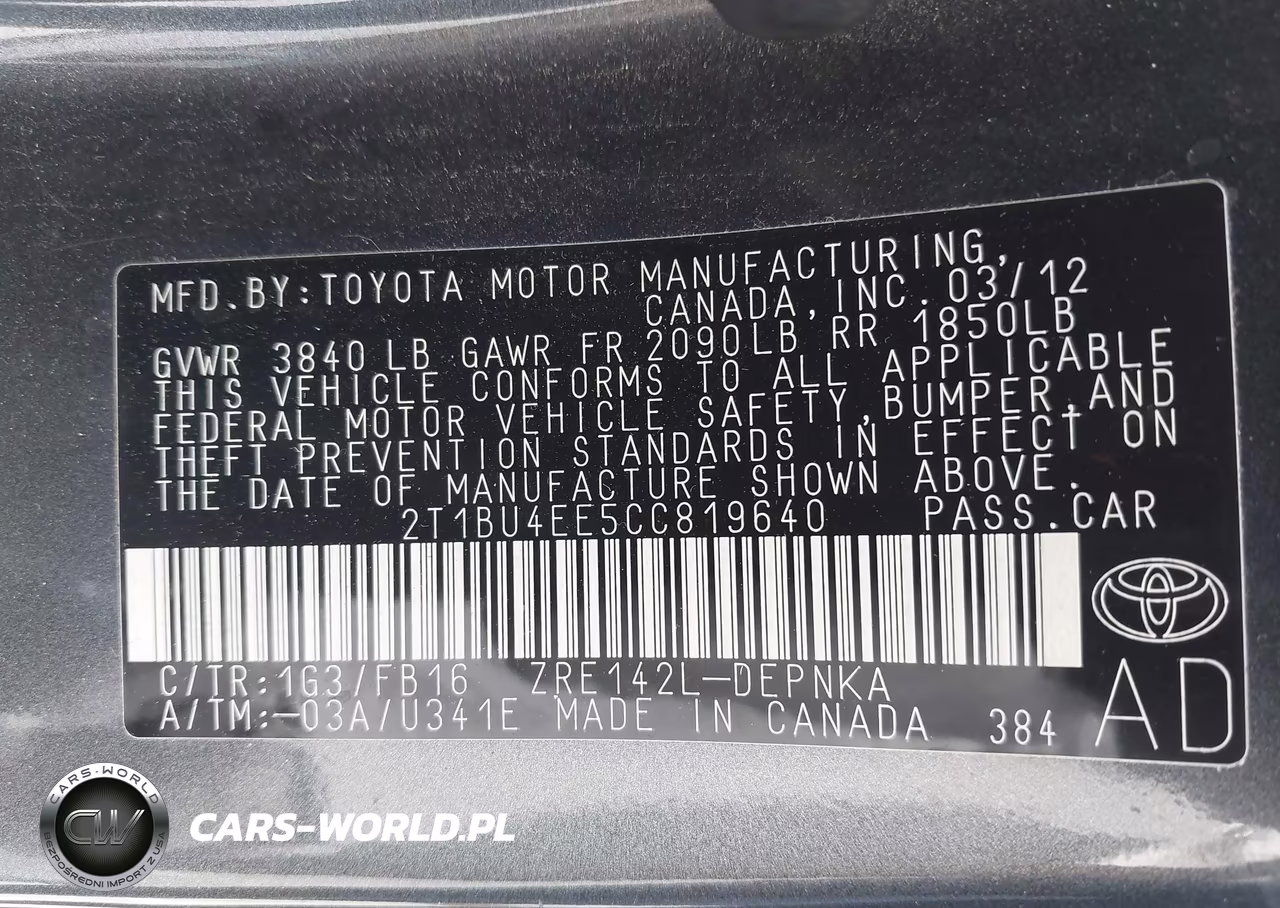 2012 Toyota Corolla Le VIN:2T1BU4EE5CC819640 - 9