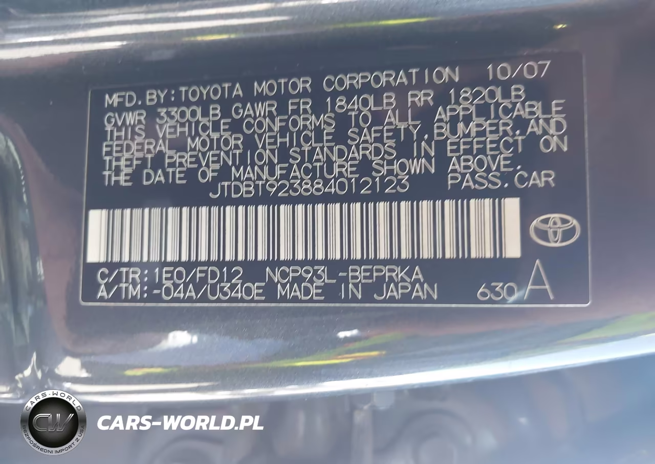 2008 Toyota Yaris VIN:JTDBT923884012123 - 9