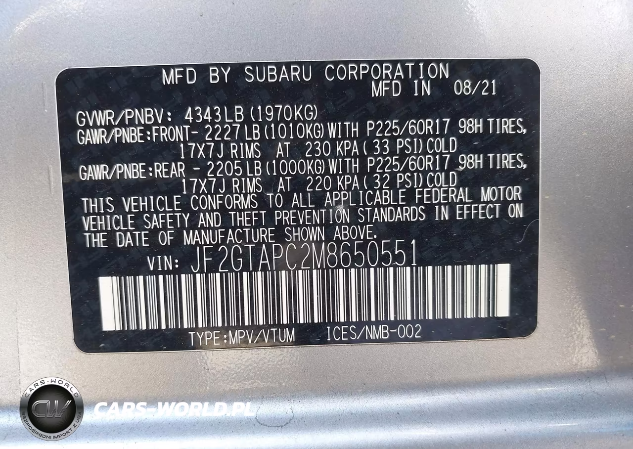2021 Subaru Crosstrek Premium VIN:JF2GTAPC2M8650551 - 9