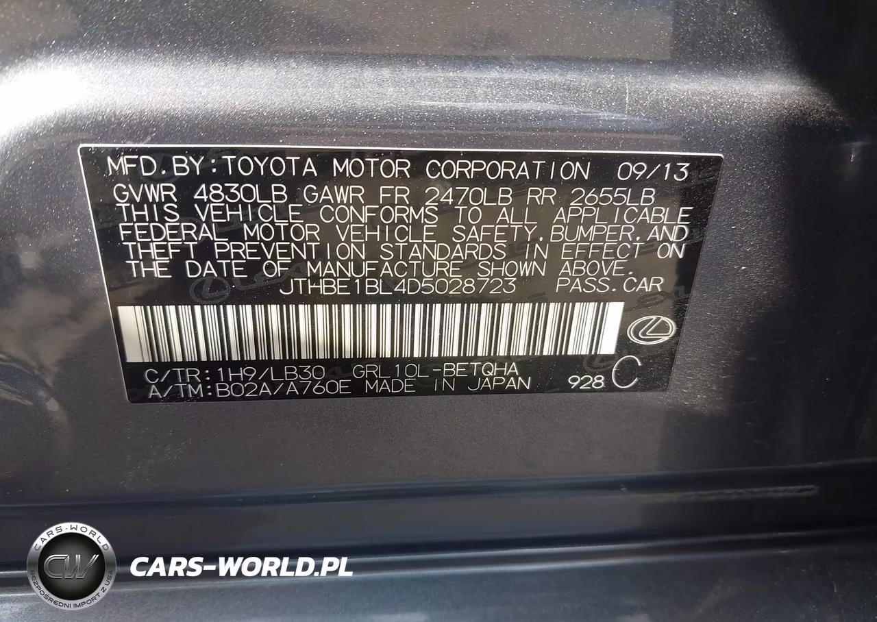 2013 Lexus Gs 350 VIN:JTHBE1BL4D5028723 - 9
