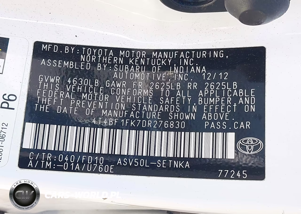 2013 Toyota Camry Le VIN:4T4BF1FK7DR276830 - 9
