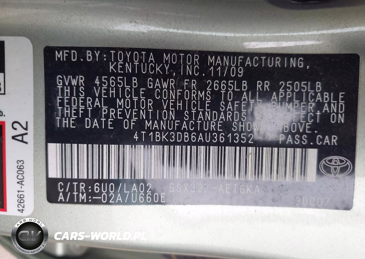 2010 Toyota Avalon Xls VIN:4T1BK3DB6AU361352 - 9