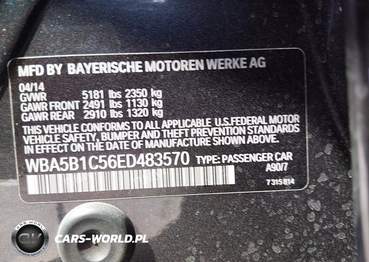 2014 BMW 535I VIN:WBA5B1C56ED483570 - 9