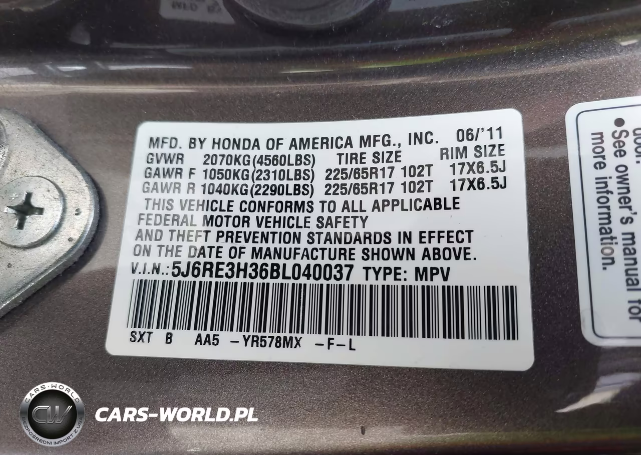 2011 Honda Cr-V Lx VIN:5J6RE3H36BL040037 - 18