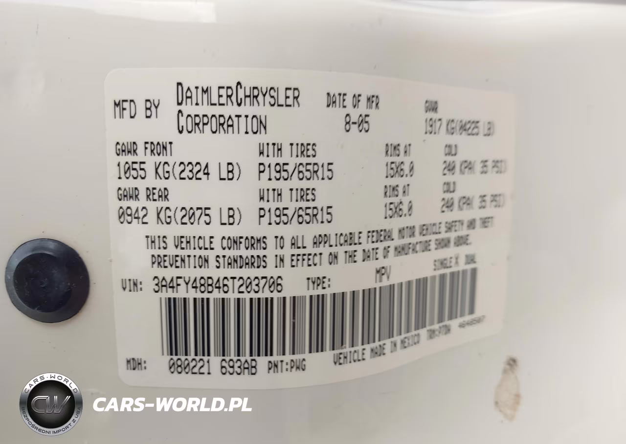 2006 Chrysler Pt Cruiser VIN:3A4FY48B46T203706 - 9