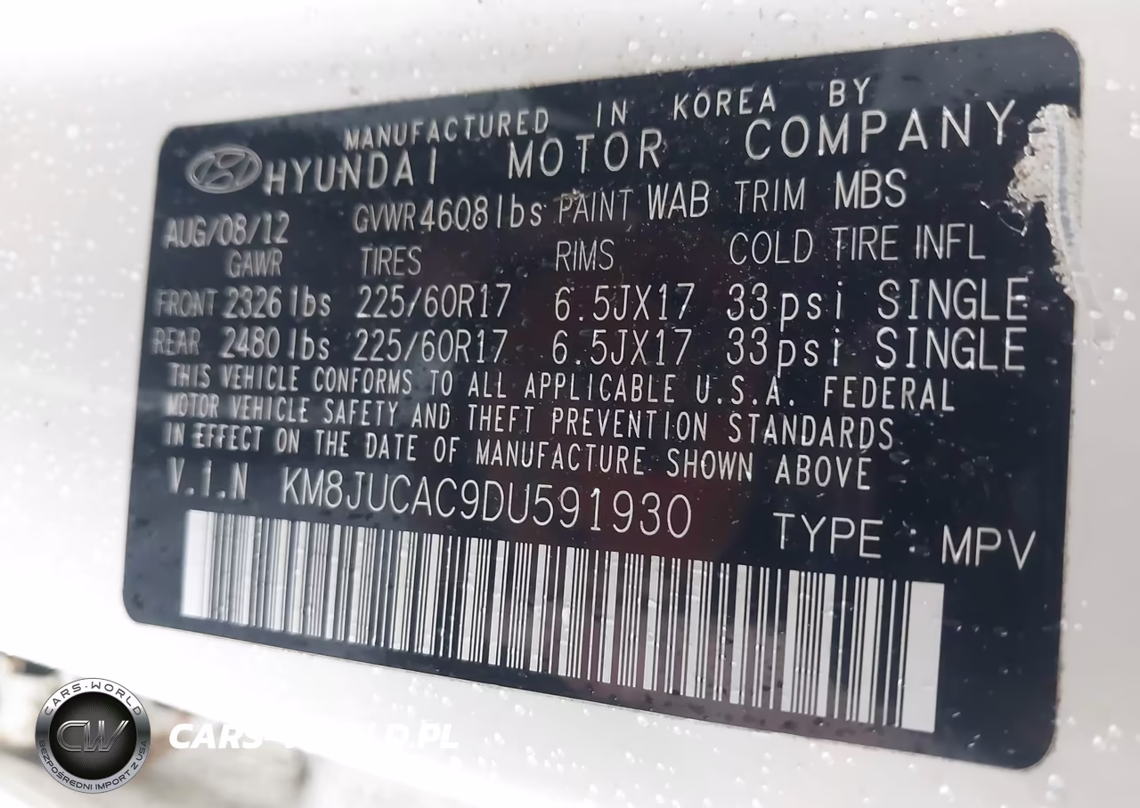 2013 Hyundai Tucson Gls VIN:KM8JUCAC9DU591930 - 9