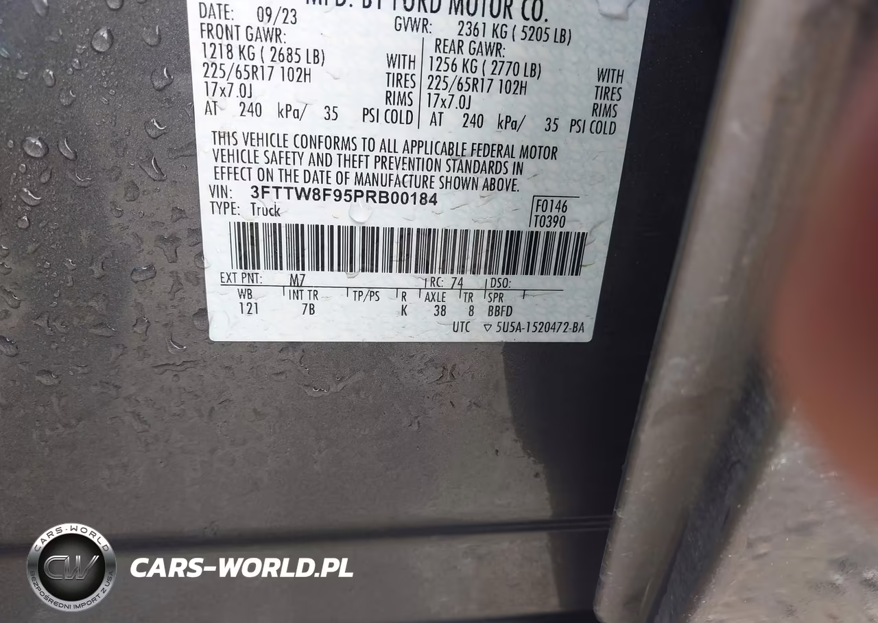 2023 Ford Maverick Xlt VIN:3FTTW8F95PRB00184 - 9