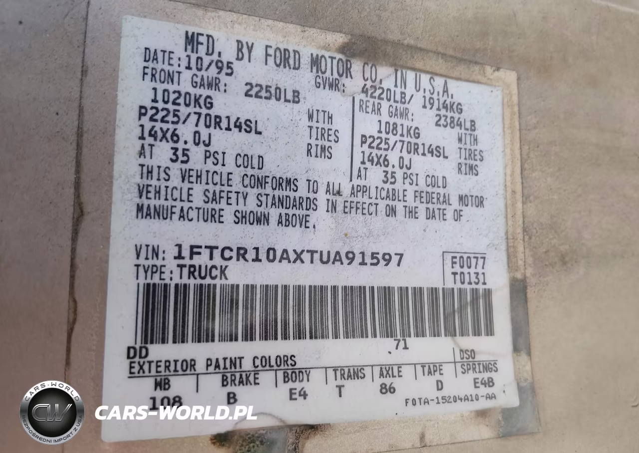 1996 Ford Ranger VIN:1FTCR10AXTUA91597 - 9