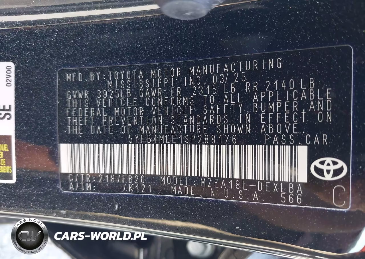 2025 Toyota Corolla Le VIN:5YFB4MDE1SP288176 - 9
