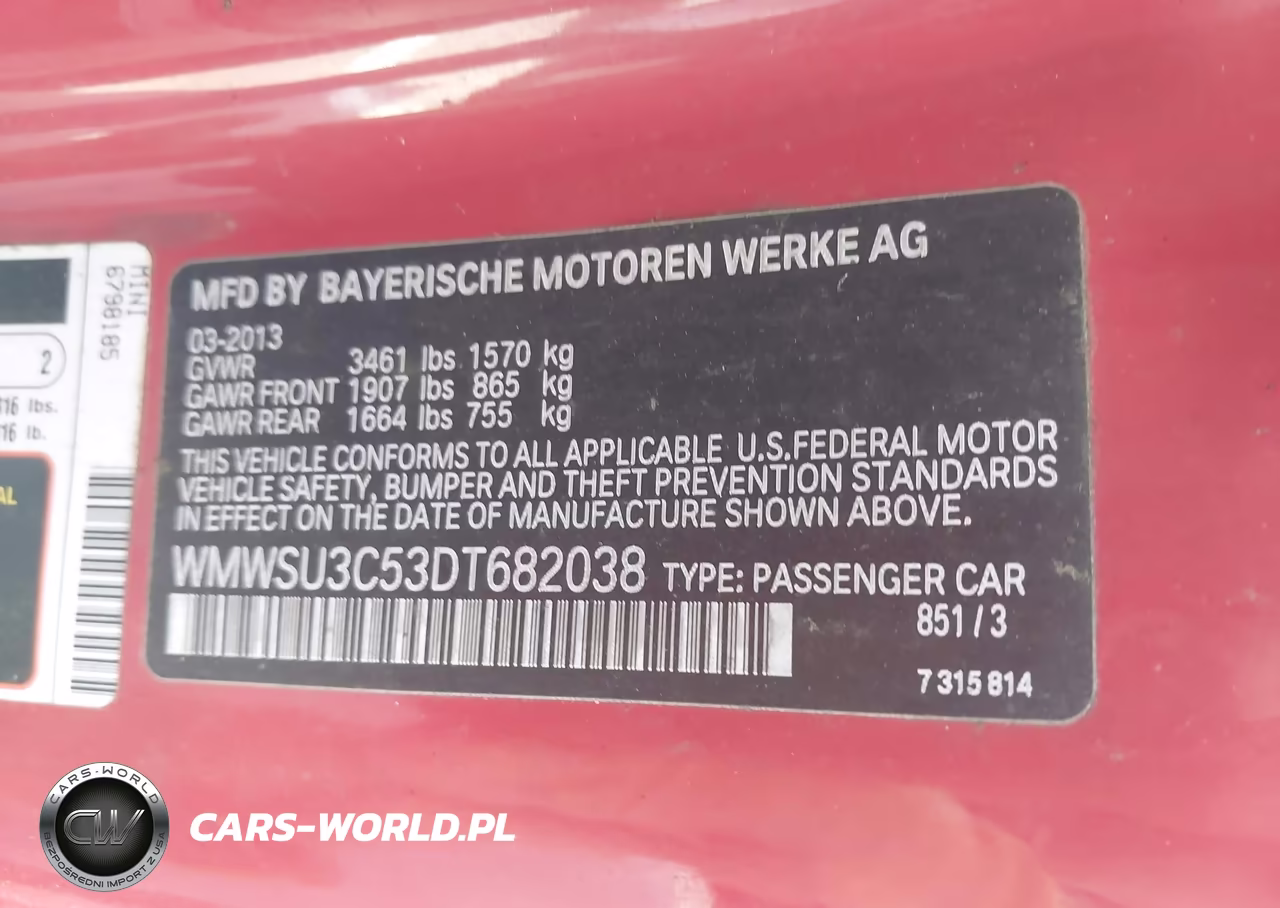 2013 Mini Hardtop Cooper VIN:WMWSU3C53DT682038 - 9