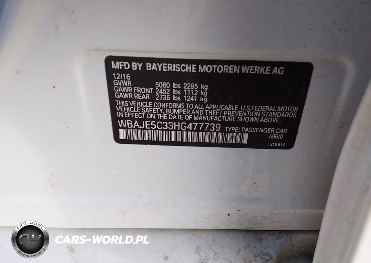 2017 BMW 540I VIN:WBAJE5C33HG477739 - 9