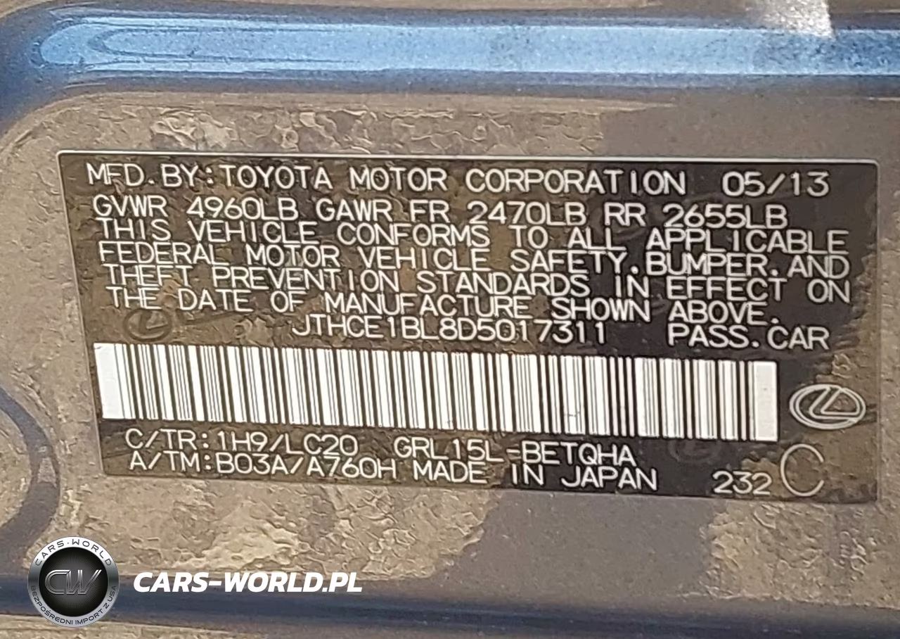 2013 Lexus Gs 350 VIN:JTHCE1BL8D5017311 - 9