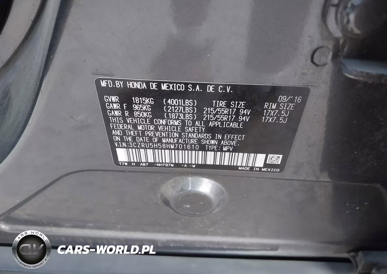 2017 Honda Hr-V Ex VIN:3CZRU5H58HM701610 - 9