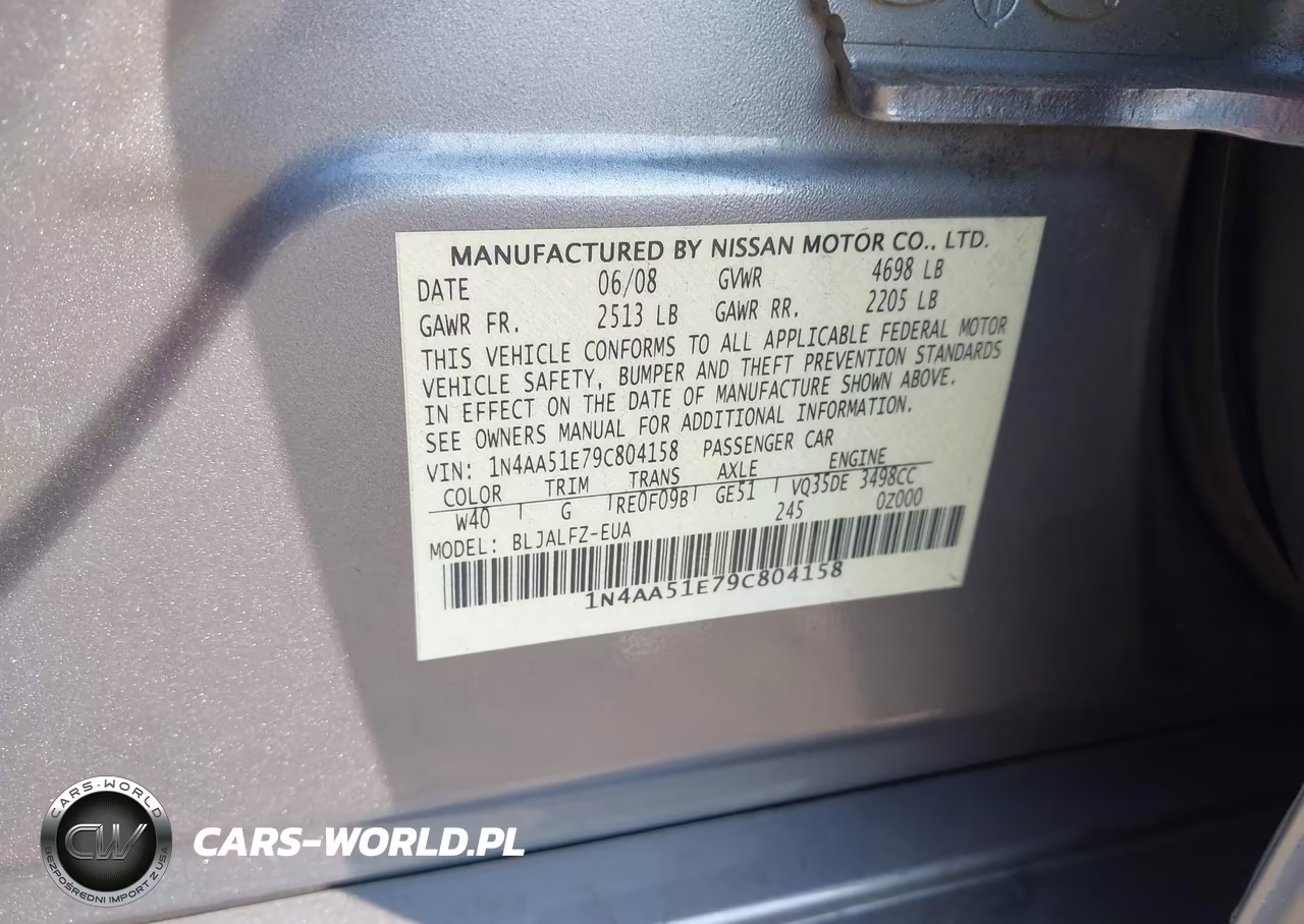 2009 Nissan Maxima 3.5 Sv VIN:1N4AA51E79C804158 - 9