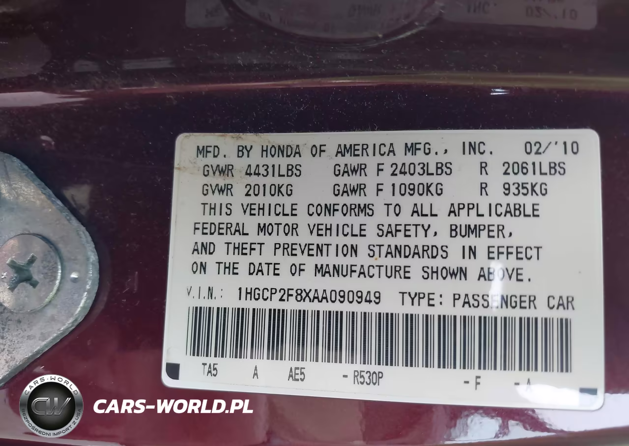 2010 Honda Accord 2.4 Ex-L VIN:1HGCP2F8XAA090949 - 9