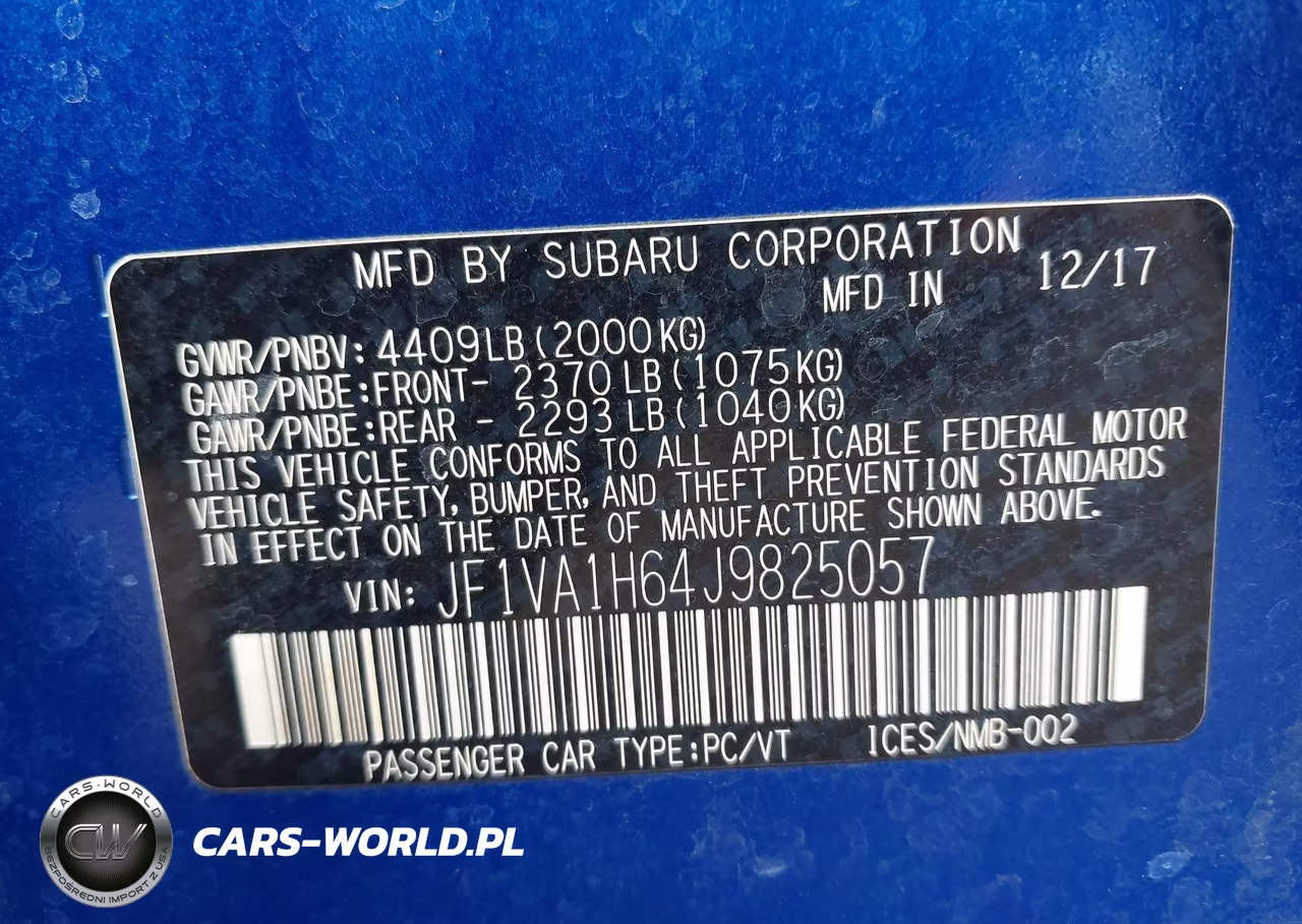 2018 Subaru Wrx Limited VIN:JF1VA1H64J9825057 - 9