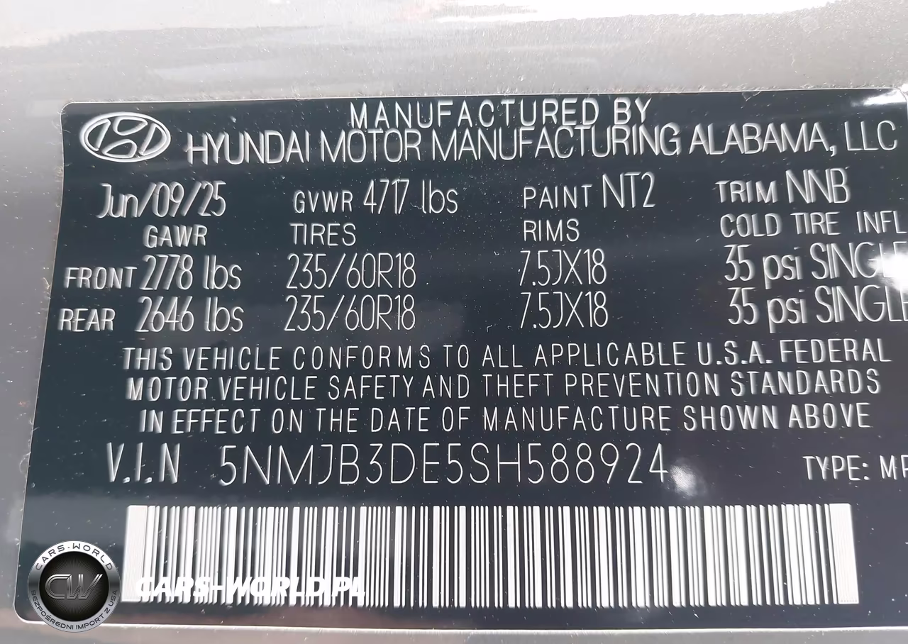 2025 Hyundai Tucson Sel VIN:5NMJB3DE5SH588924 - 9