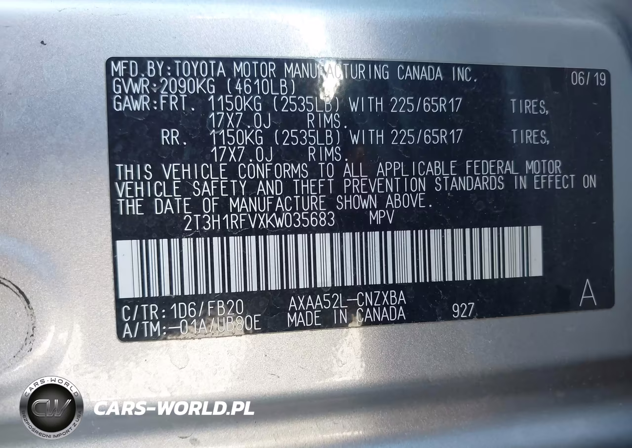 2019 Toyota Rav4 Le VIN:2T3H1RFVXKW035683 - 9