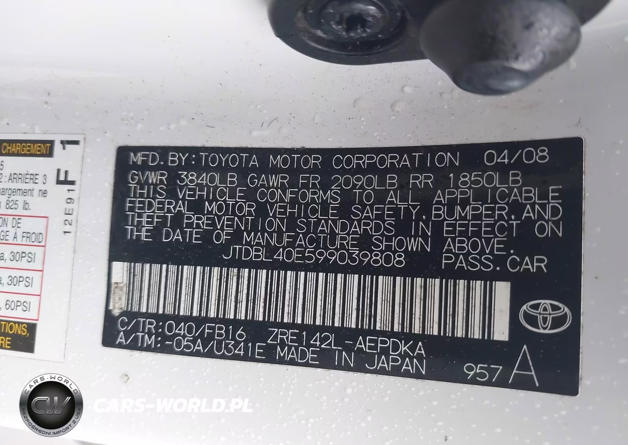 2009 Toyota Corolla Le VIN:JTDBL40E599039808 - 9