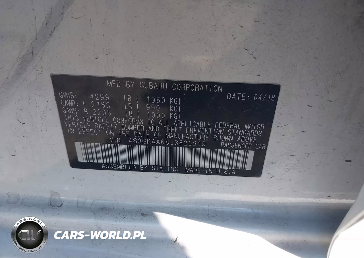 2018 Subaru Impreza 2.0I VIN:4S3GKAA68J3620919 - 9
