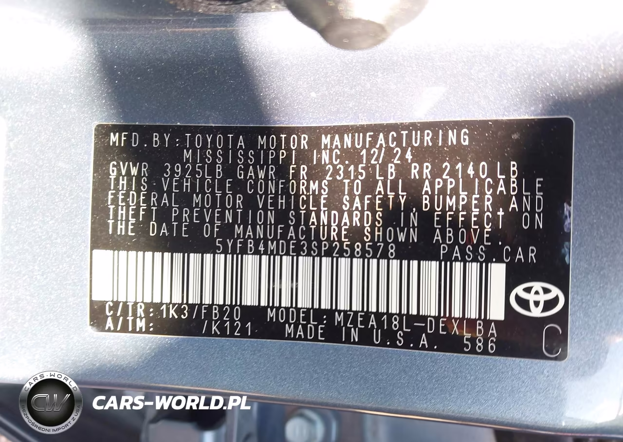 2025 Toyota Corolla Le VIN:5YFB4MDE3SP258578 - 9