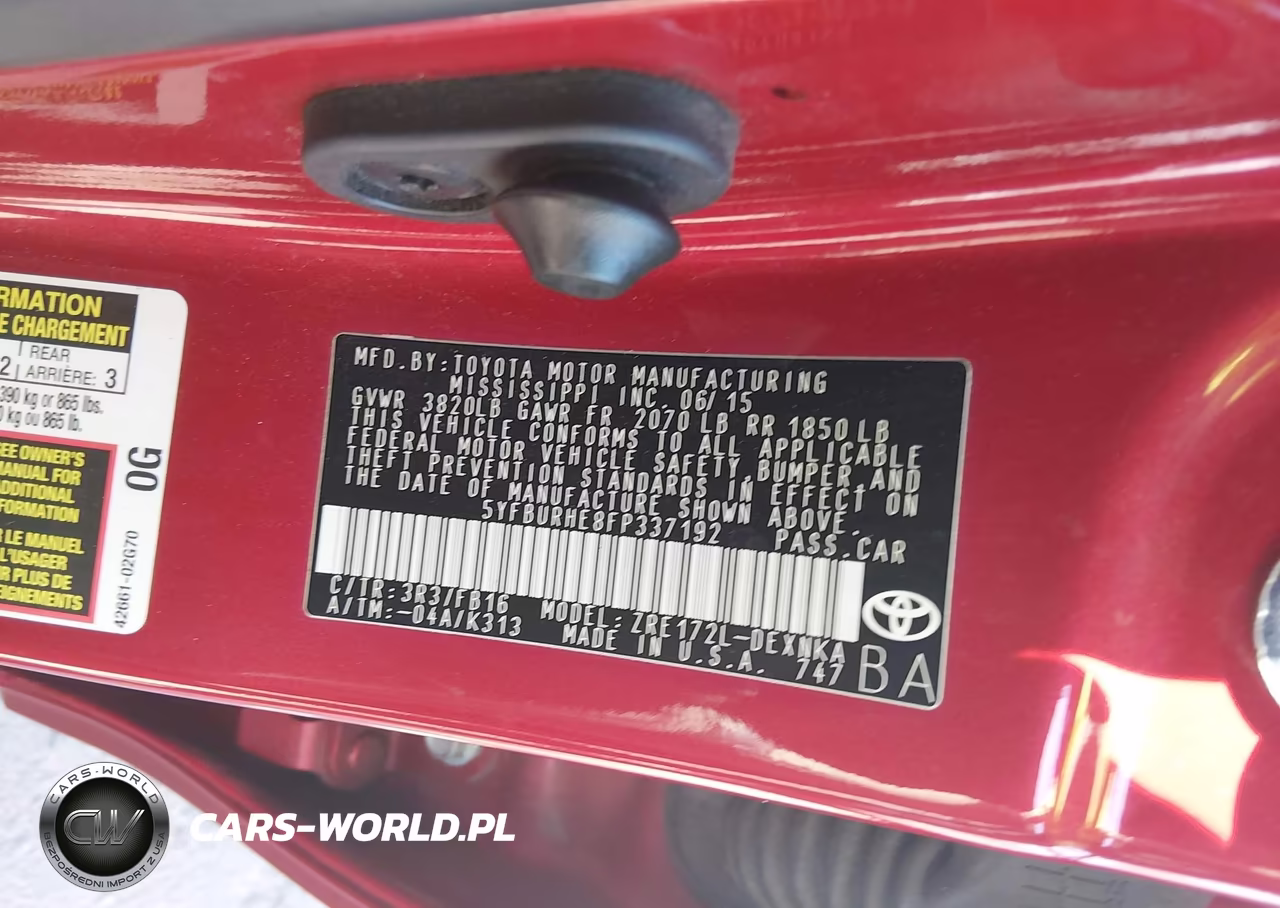 2015 Toyota Corolla Le Plus VIN:5YFBURHE8FP337192 - 9