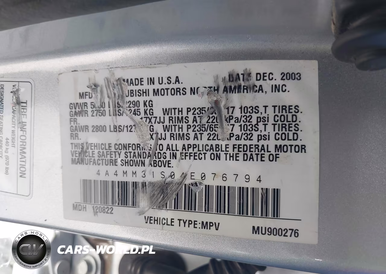 2004 Mitsubishi Endeavor Xls VIN:4A4MM31S04E076794 - 9