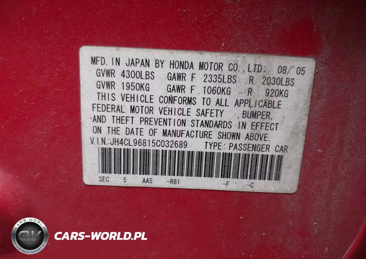 2005 Acura Tsx VIN:JH4CL96815C032689 - 9