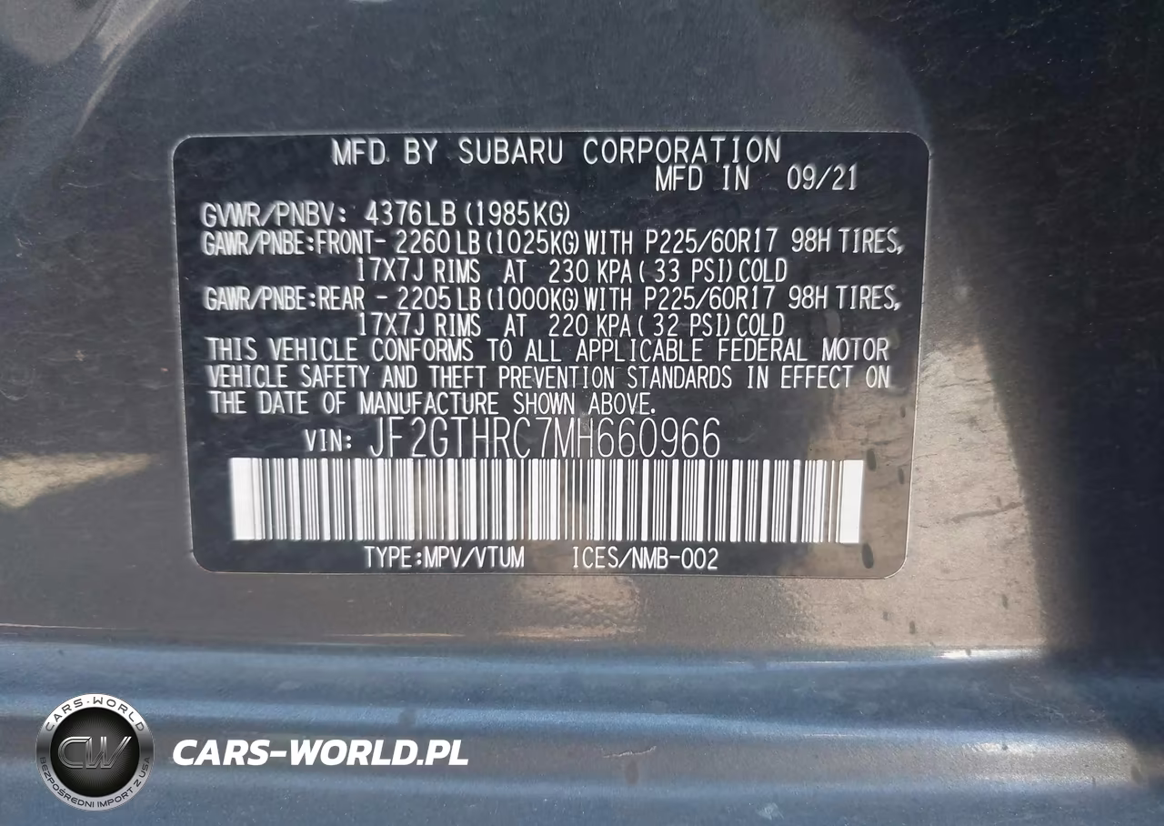 2021 Subaru Crosstrek Sport VIN:JF2GTHRC7MH660966 - 9