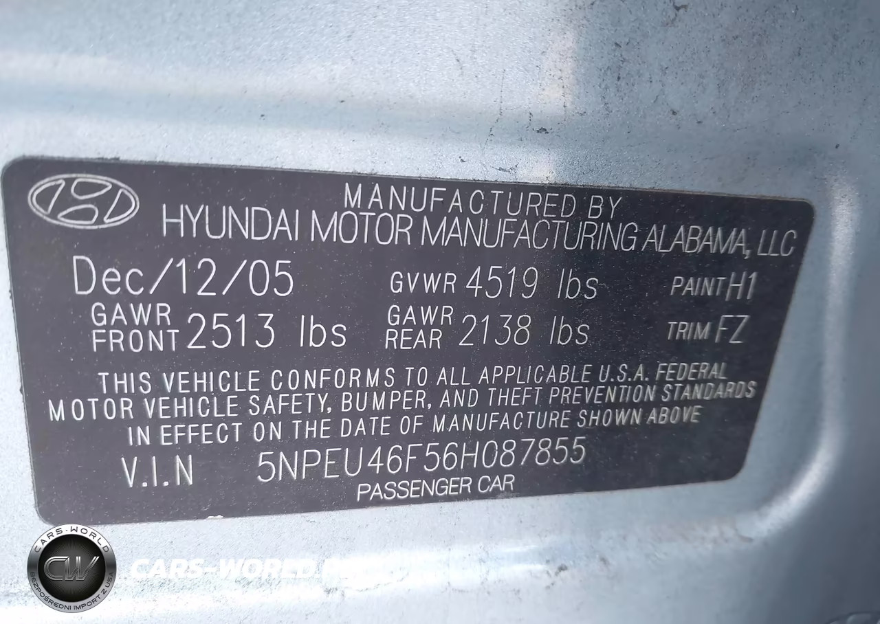 2006 Hyundai Sonata Gls V6-Lx V6 VIN:5NPEU46F56H087855 - 9