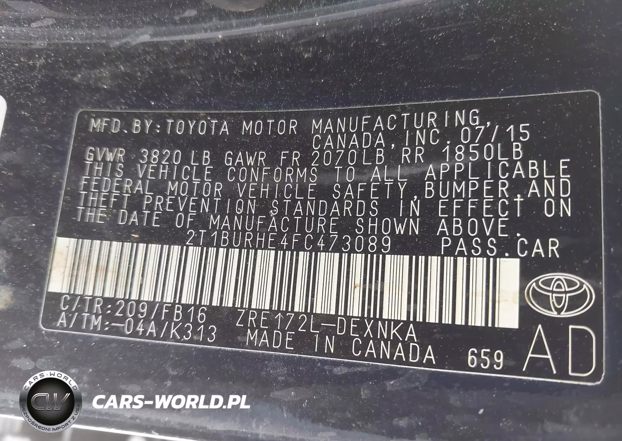 2015 Toyota Corolla Le VIN:2T1BURHE4FC473089 - 9