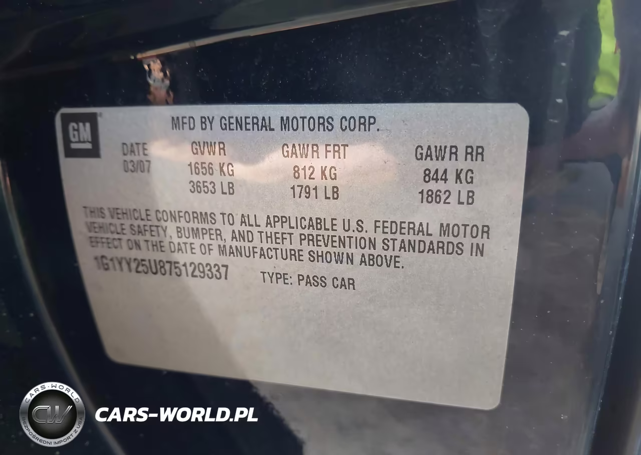 2007 Chevrolet Corvette VIN:1G1YY25U875129337 - 9