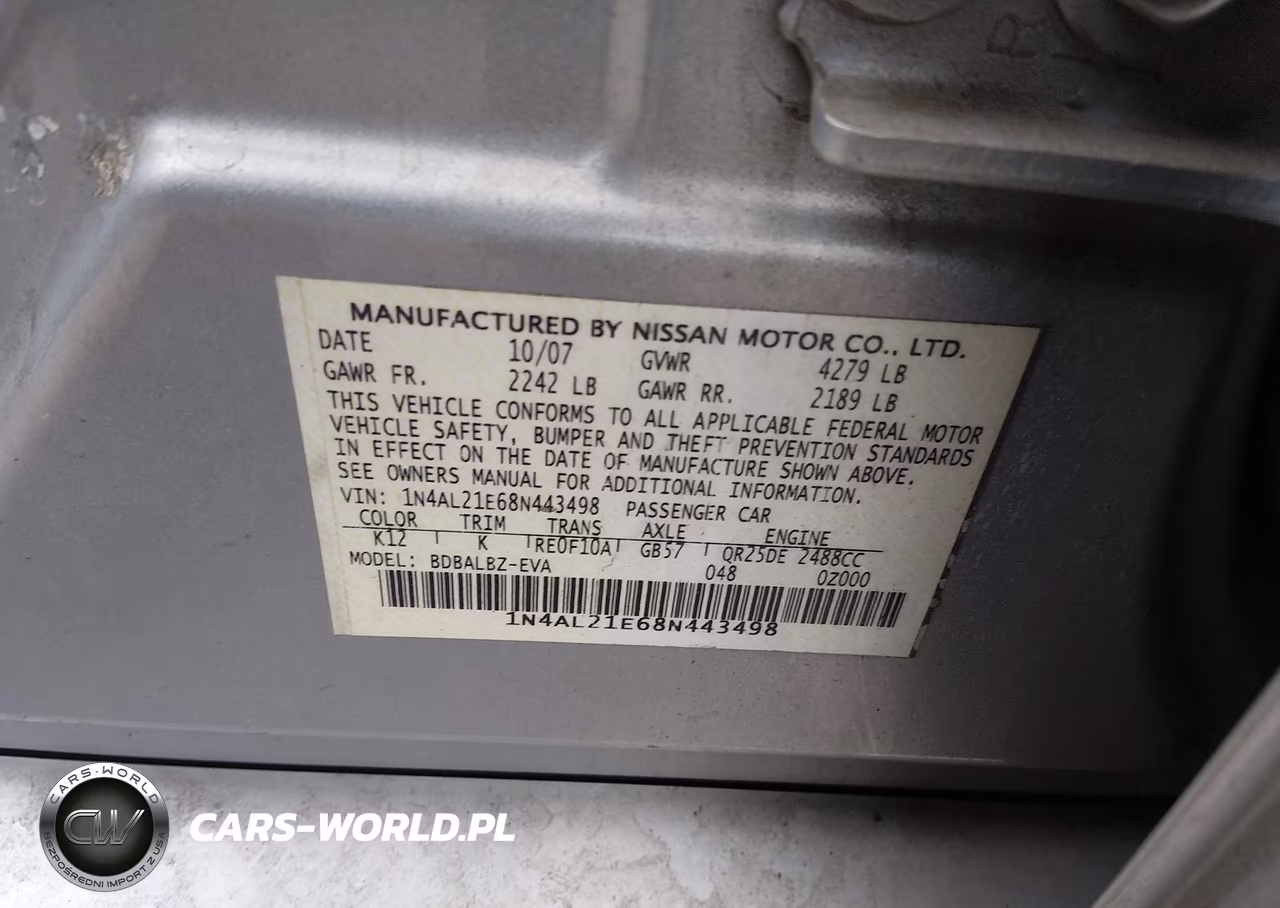 2008 Nissan Altima 2.5 S VIN:1N4AL21E68N443498 - 9