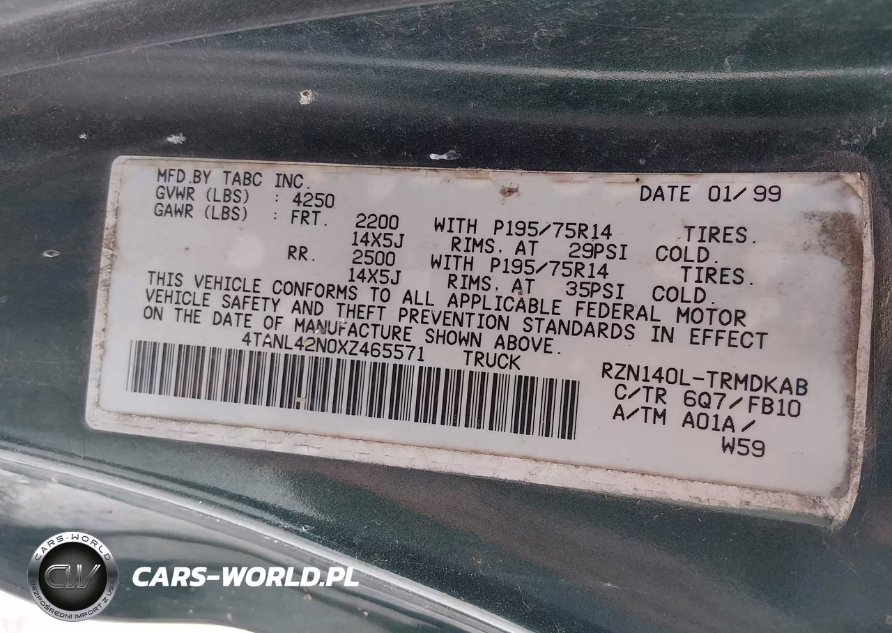 1999 Toyota Tacoma VIN:4TANL42N0XZ465571 - 9