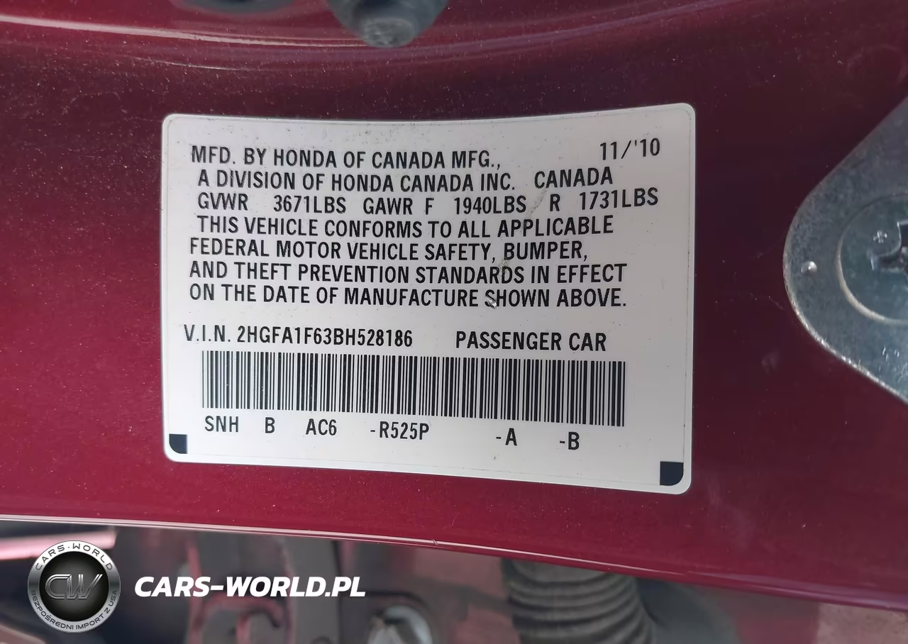2011 Honda Civic Lx-S VIN:2HGFA1F63BH528186 - 9