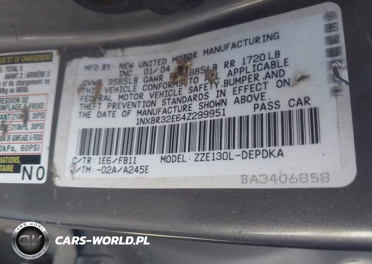 2004 Toyota Corolla Ce VIN:1NXBR32E64Z299951 - 9