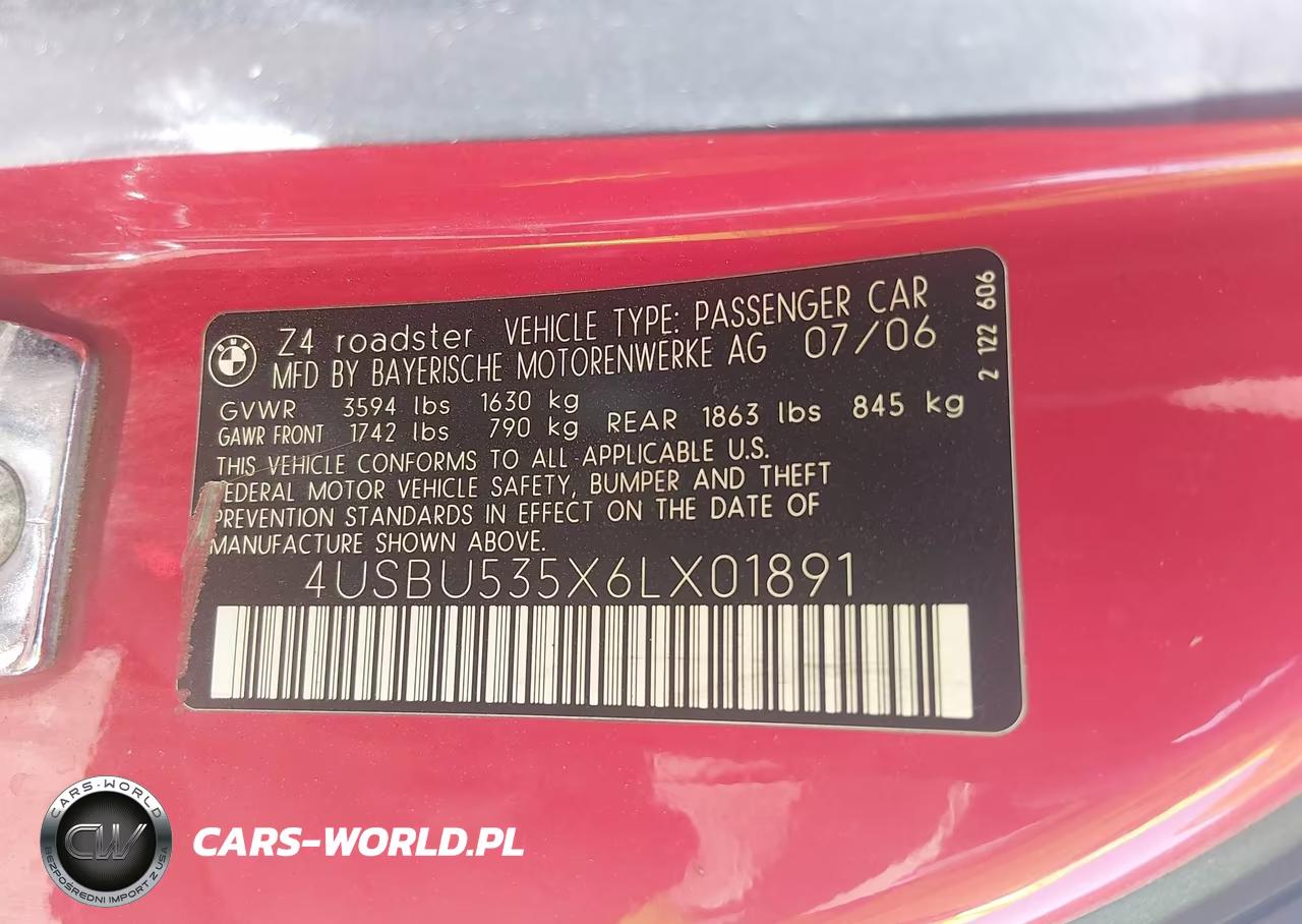 2006 BMW Z4 3.0Si VIN:4USBU535X6LX01891 - 9