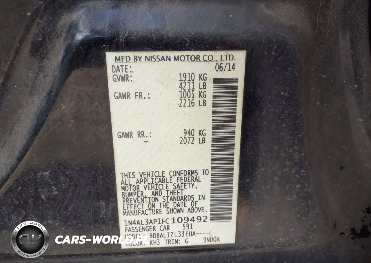 2015 Nissan Altima 2.5 Sv VIN:1N4AL3AP1FC109492 - 9