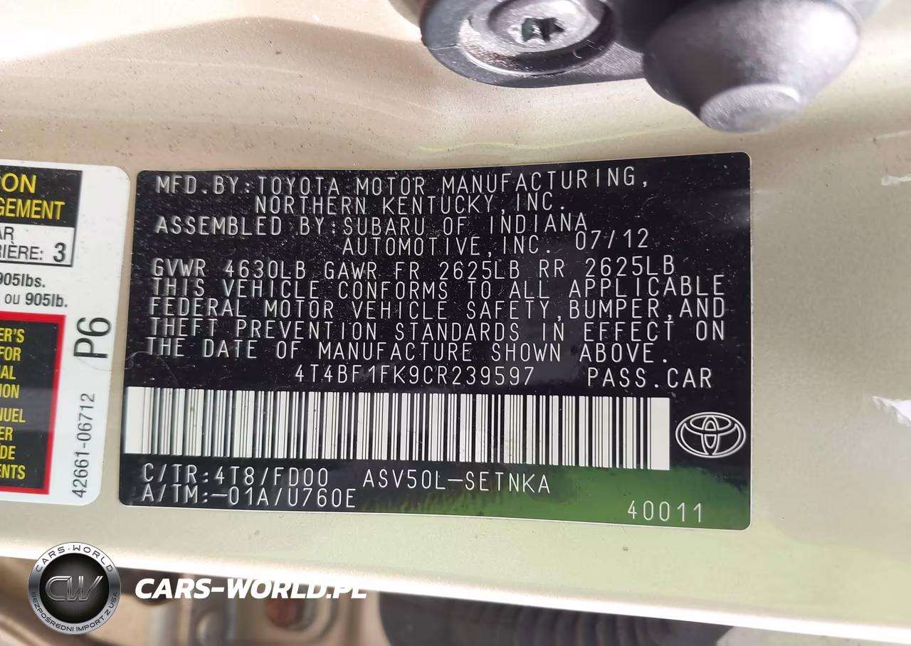 2012 Toyota Camry Le VIN:4T4BF1FK9CR239597 - 9