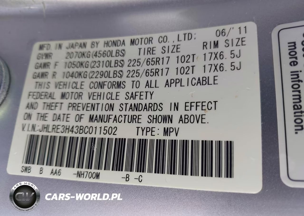 2011 Honda Cr-V Se VIN:JHLRE3H43BC011502 - 9