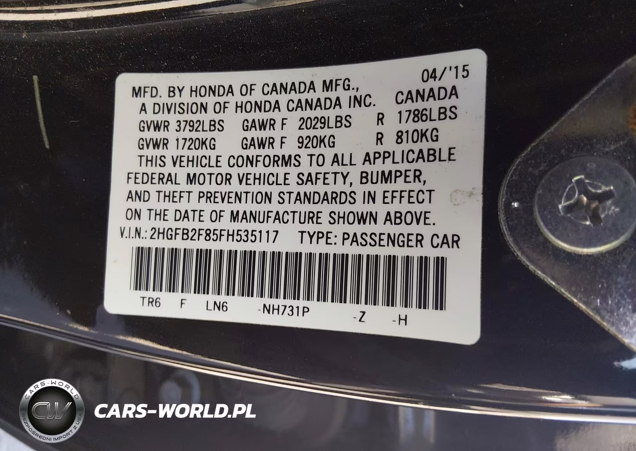 2015 Honda Civic Ex VIN:2HGFB2F85FH535117 - 9