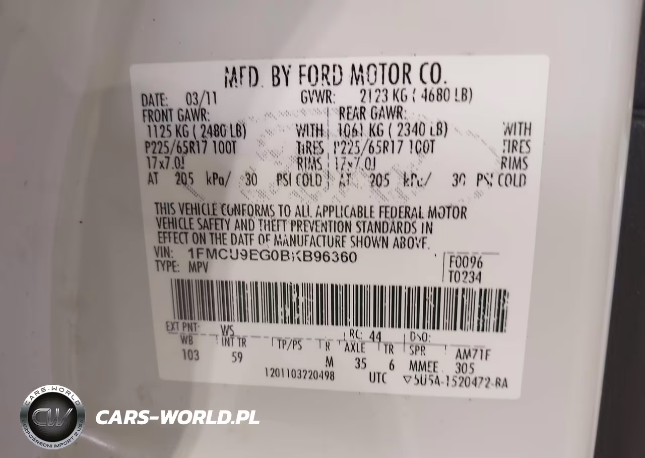 2011 Ford Escape Limited VIN:1FMCU9EG0BKB96360 - 9